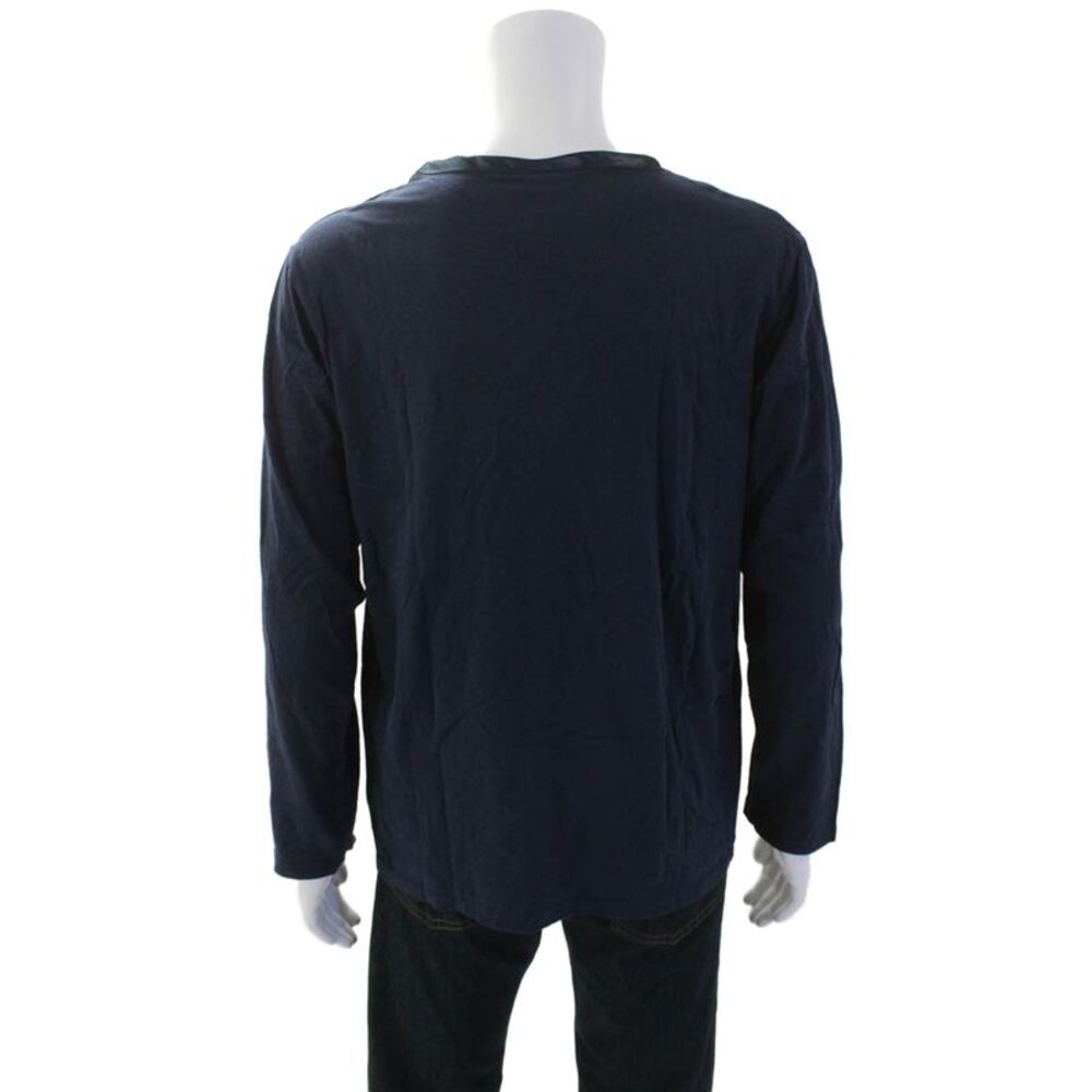 Temperley London Mens LOng Sleeve Scoop Neck Classic Tee Shirt Navy Size Large - Picture 3 of 6